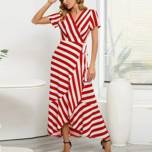 VESTIDO RAYAS ROJAS